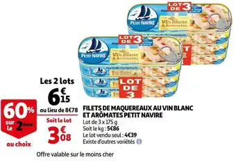 Auchan Petit navire filets de maquereaux au vin blanc et arômates petit navire offre