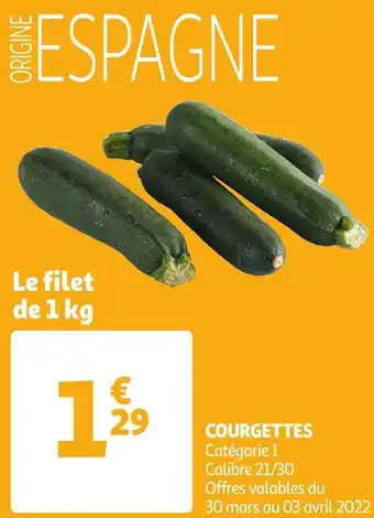 Auchan Courgettes offre