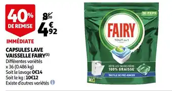 Auchan Fairy capsules lave vaisselle offre