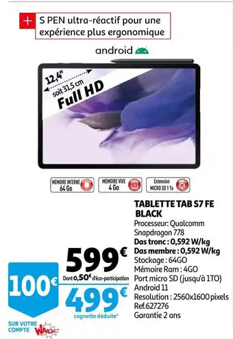 Auchan Tablette tab s7 fe black offre