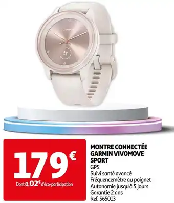 Auchan Montre connectée garmin vivomove sport offre