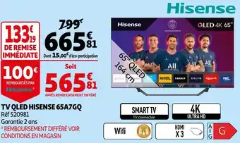 Auchan Hisense tv qled 65a7gq offre