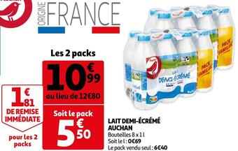 Auchan Auchan lait demi-écrémé offre