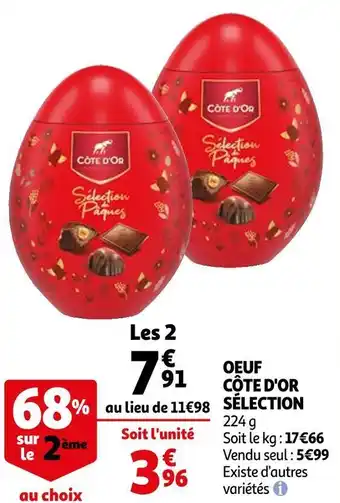 Auchan Côte d'or oeuf sélection offre