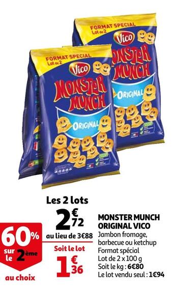 Auchan Vico monster munch original offre