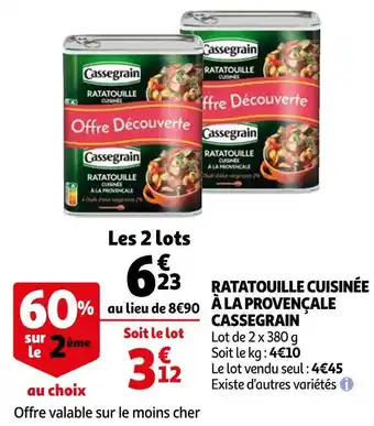 Auchan Cassegrain ratatouille cuisinée à la provençale offre