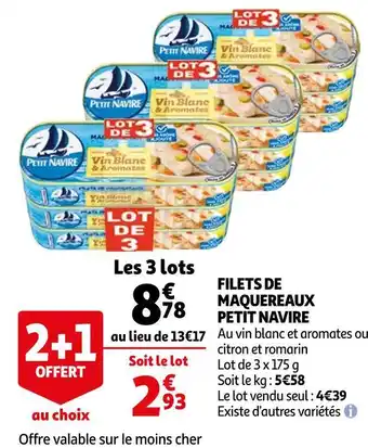Auchan Petit navire filets de maquereaux offre