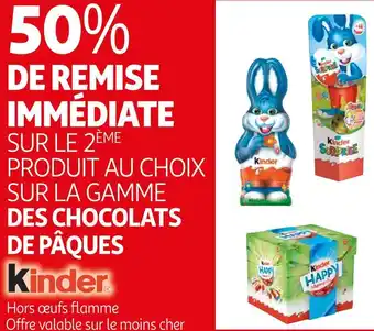 Auchan Kinder bon plan sur la gamme des chocolats de pâques de la marque kinder offre