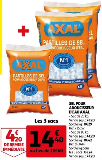 Auchan Axal sel pour adoucisseur d'eau offre
