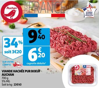 Auchan Auchan viande hachée pur boeuf offre