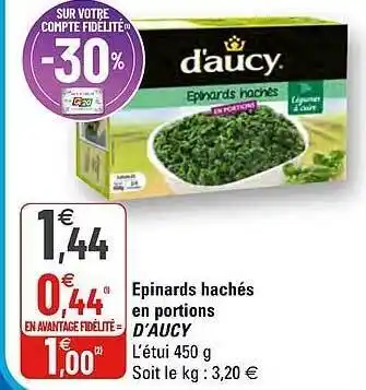 G20 épinards Hachés En Portions D'aucy offre