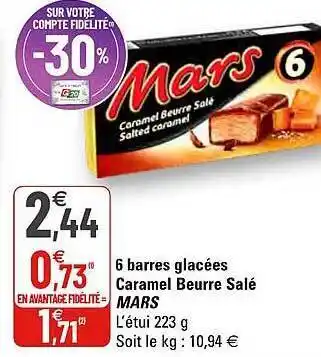 G20 6 Barres Glacées Caramel Beurre Salé Mars offre