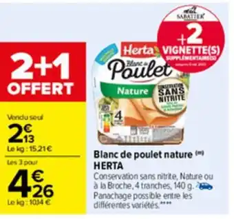 Carrefour Blanc de poulet nature offre