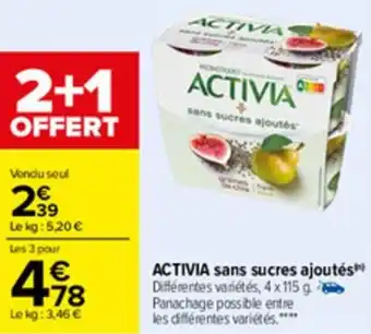 Carrefour Avtivia sans sucres ajoutés offre