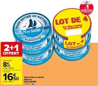 Carrefour Thon anteir au naturel albacore offre