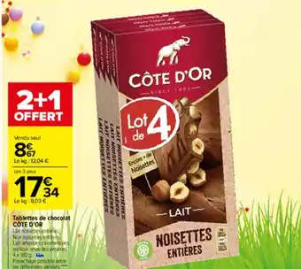 Carrefour Tablettes de chocolat Côte d'or offre