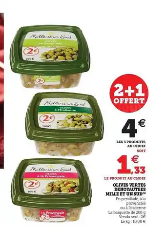 U Express Olives Vertes Dénoyautées Mille Et Un Sud offre