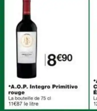 Monoprix Integro Primitivo rouge offre