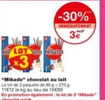 Monoprix Mikado chocolat au lait offre