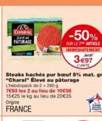 Monoprix Steaks Haché Pur Bœuf 5% Mat Gr offre