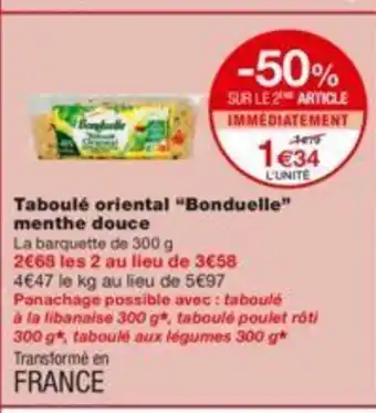 Monoprix Taboulé Oriental Bonduelle offre
