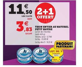 U Express Thon Entier Au Naturel Petit Navire offre