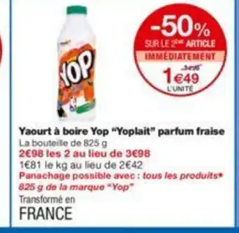 Monoprix Yaourt à Boire Yop Yoplait Parfum Fraise offre