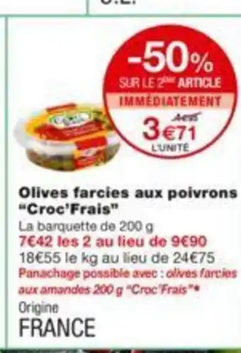 Monoprix Olives Farcies Aux Poivrons offre
