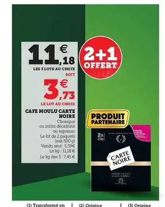 U Express Café Moulu Carte Noire offre