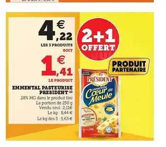 U Express Emmental Pasteurisé Président offre