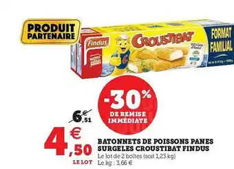 U Express Bâtonnets De Poissons Panés Surgelés Croustibat Findus offre
