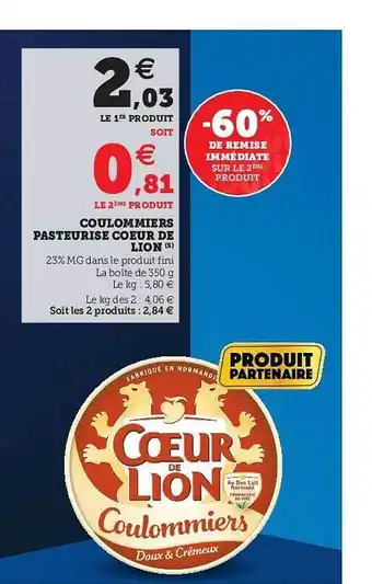 Coulommiers Pasteurisé Cœur De Lion