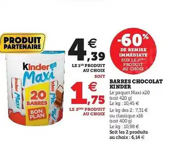Barres Chocolat Kinder