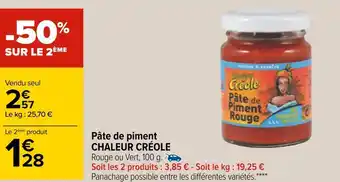 Carrefour Chaleur créole pâte de piment offre