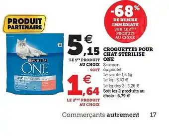 U Express Croquettes Pour Chat Stérilisé One Purina offre