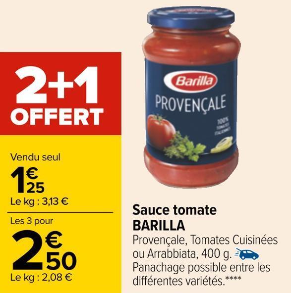 Promo Barilla sauce tomate chez Carrefour