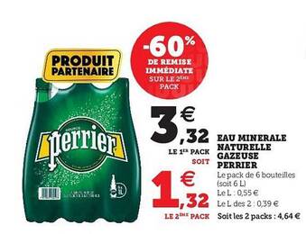 U Express Eau Minérale Naturelle Gazeuse Perrier offre