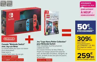 Carrefour Console "nintendo switch" avec joy-con néon + jeu "lego harry potter collection" pour nintendo switch offre