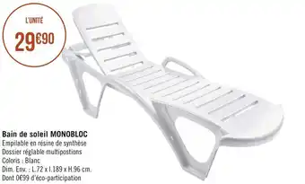 Géant Casino Monobloc bain de soleil offre
