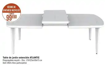 Atlantic table de jardin extensible