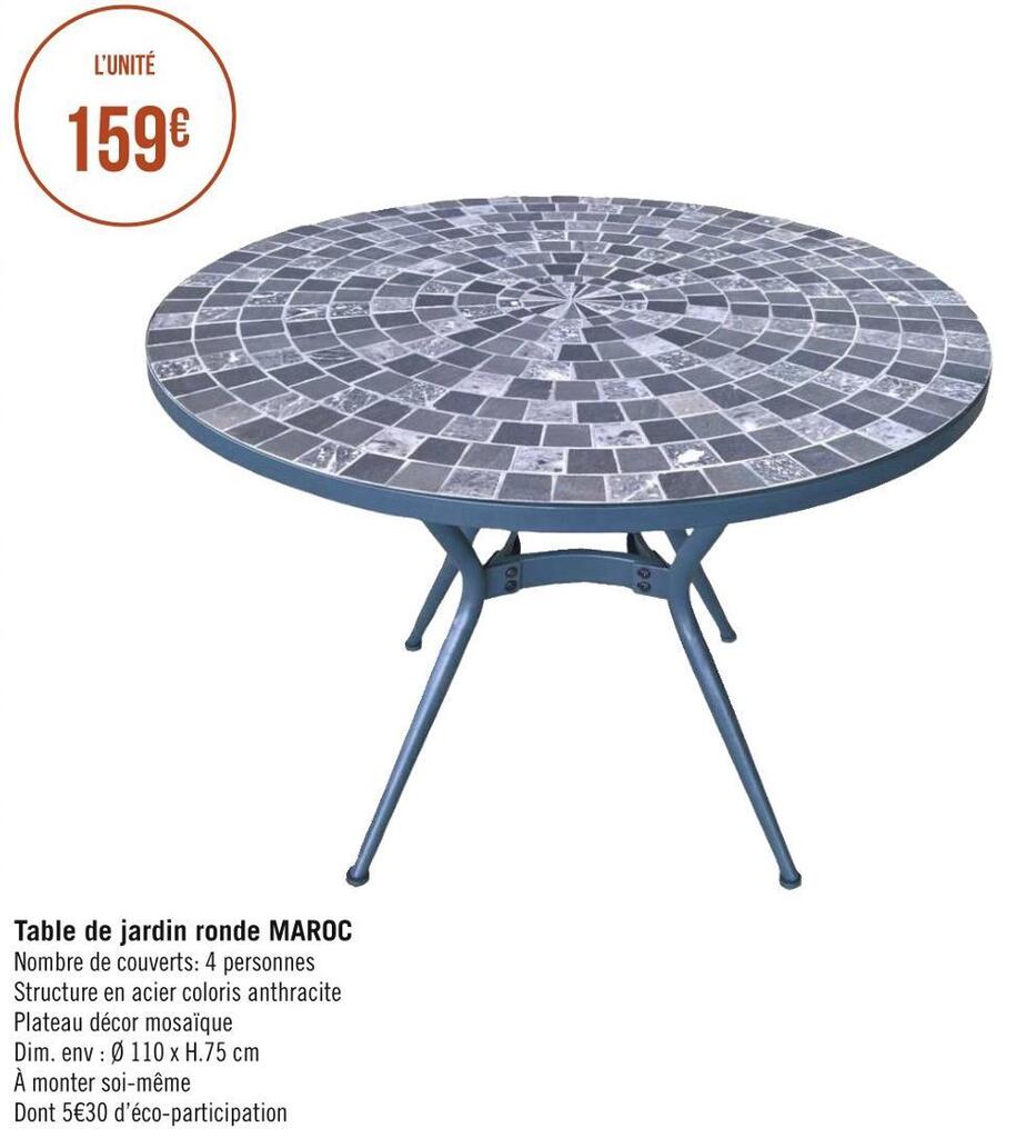 Promo Table de jardin ronde maroc chez Géant Casino