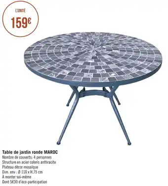 Géant Casino Table de jardin ronde maroc offre