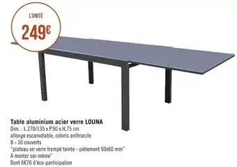 Géant Casino Table aluminium acier verre louna offre