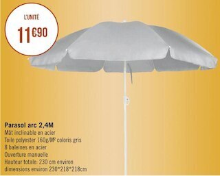 Géant Casino Parasol arc 2,4m offre
