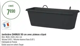 Chorus jardinière 50 cm avec plateau clipsé