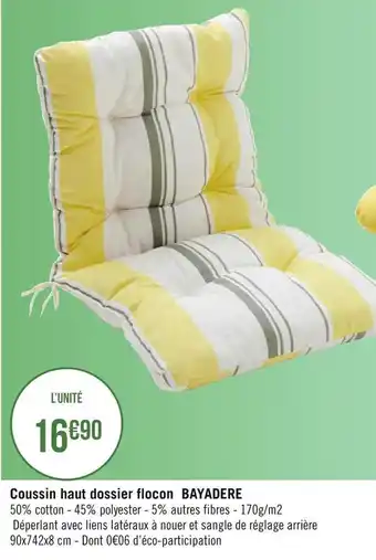 Coussin haut dossier flocon bayadere