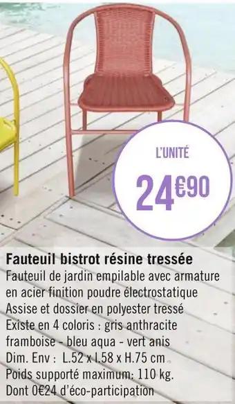 Fauteuil bistrot résine tressée