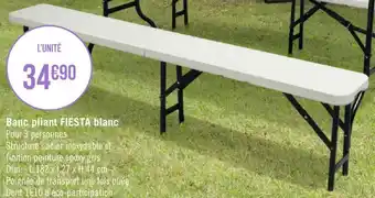 Géant Casino Banc pliant fiesta blanc offre