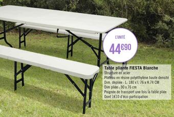 Géant Casino Table pliante fiesta blanche offre