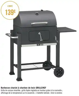 Géant Casino Grillchef barbecue chariot à charbon de bois offre